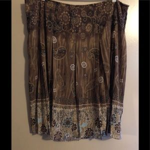 Women’s Brown Paisley pleated skirt-24W